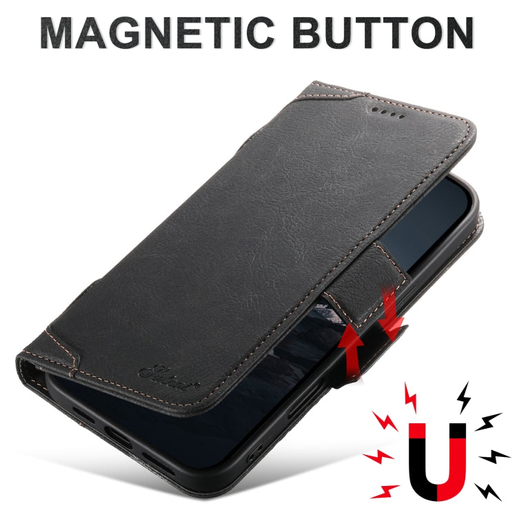 For iPhone 16 Pro Max SUTENI J07 Multifunctional Horizontal Flip Magsafe Leather Phone Case(Black) - iPhone 16 Pro Max Cases by Suteni | Online Shopping UK | buy2fix