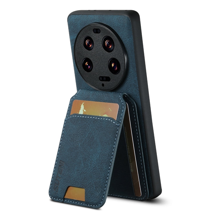 For Xiaomi 13 Ultra Suteni H02 Litchi Leather Card Wallet Stand Back Phone Case(Blue) - 13 Ultra Cases by Suteni | Online Shopping UK | buy2fix