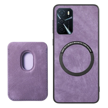 For OPPO Reno8 Z Retro Leather Card Bag Magnetic Phone Case(Purple) - OPPO Cases by buy2fix | Online Shopping UK | buy2fix