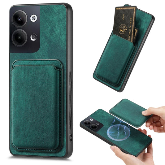 For OPPO Reno9 5G Retro Leather Card Bag Magnetic Phone Case(Green) - OPPO Cases by buy2fix | Online Shopping UK | buy2fix