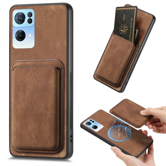 For OPPO Reno7 Pro 5G Retro Leather Card Bag Magnetic Phone Case(Brown) - OPPO Cases by buy2fix | Online Shopping UK | buy2fix