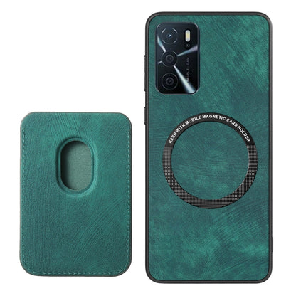 For OPPO Reno6 Z Retro Leather Card Bag Magnetic Phone Case(Green) - OPPO Cases by buy2fix | Online Shopping UK | buy2fix