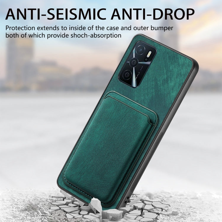 For OPPO Reno6 Z Retro Leather Card Bag Magnetic Phone Case(Green) - OPPO Cases by buy2fix | Online Shopping UK | buy2fix