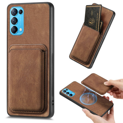 For OPPO Reno5 5G Retro Leather Card Bag Magnetic Phone Case(Brown) - OPPO Cases by buy2fix | Online Shopping UK | buy2fix