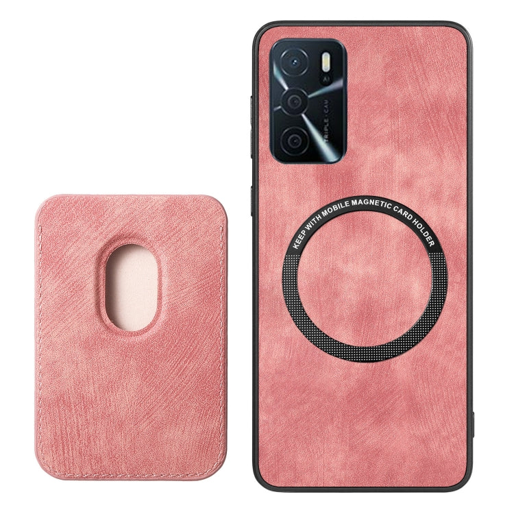 For OPPO A5 Retro Leather Card Bag Magnetic Phone Case(Pink) - OPPO Cases by buy2fix | Online Shopping UK | buy2fix