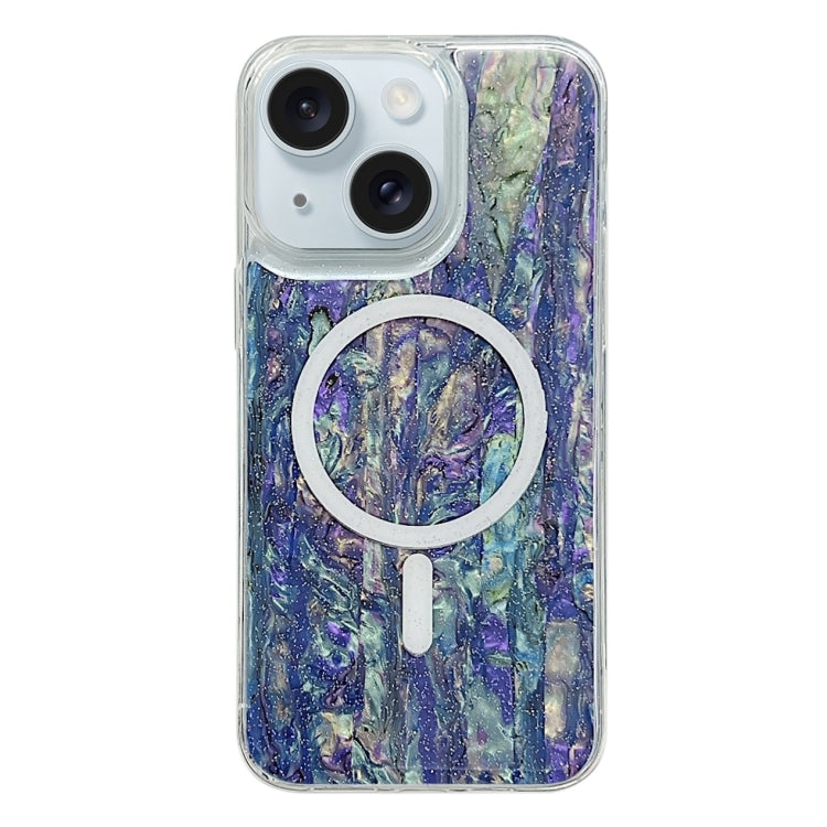 For iPhone 15 Plus Shell Texture Multicolor MagSafe TPU Phone Case(Peacock Blue) - iPhone 15 Plus Cases by buy2fix | Online Shopping UK | buy2fix