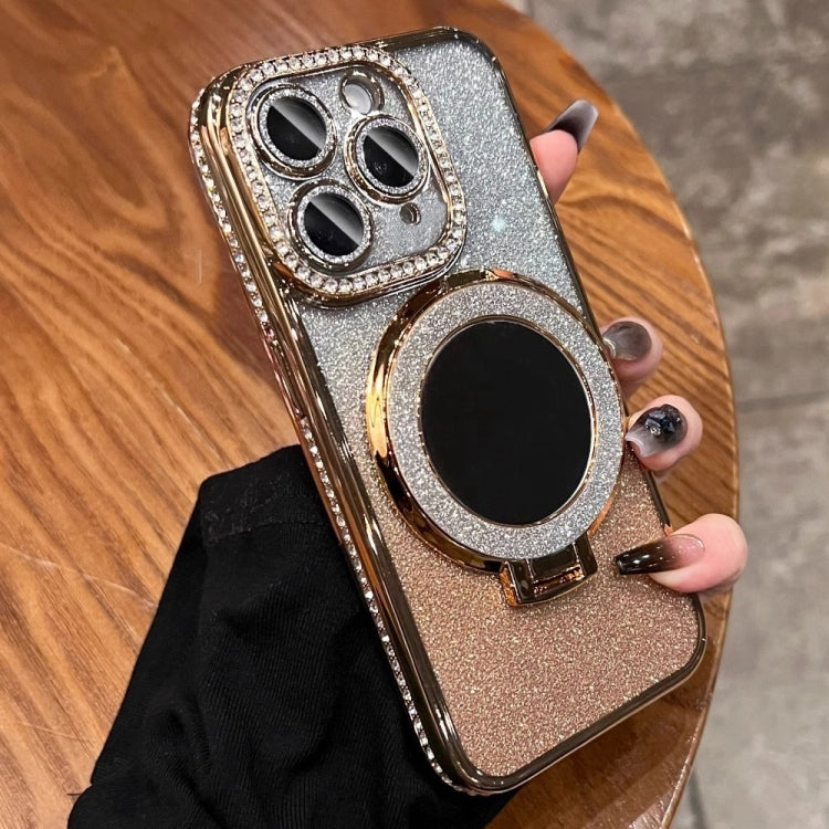 For iPhone 11 Pro Max MagSafe Rhinestone Mirror Glitter TPU Phone Case(Champagne Gold) - iPhone 11 Pro Max Cases by buy2fix | Online Shopping UK | buy2fix