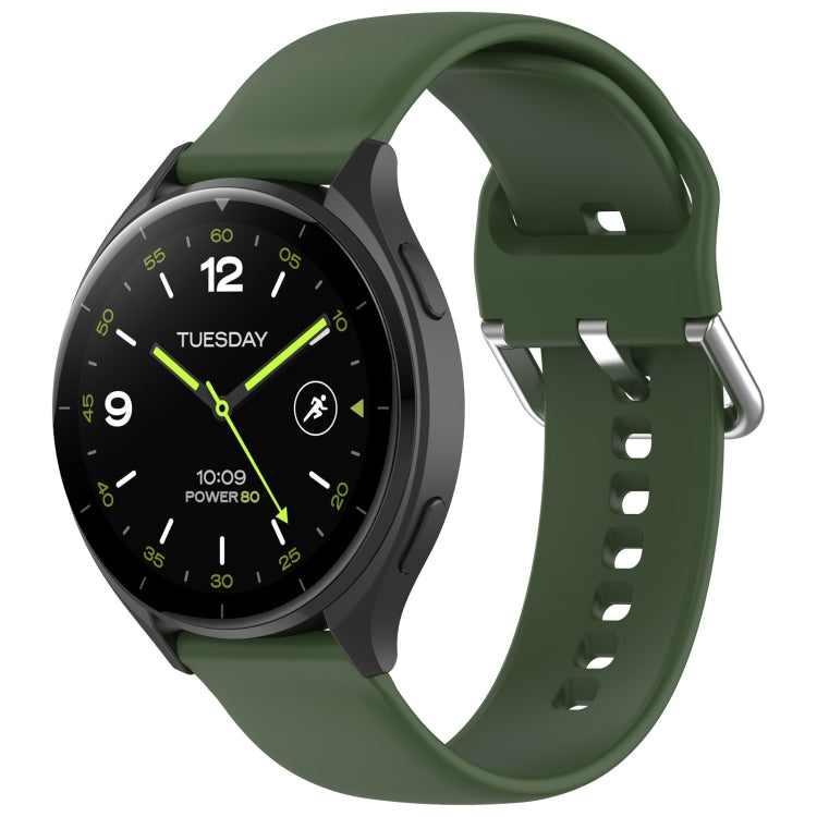 For Xiaomi Watch 2 Solid Color Metal Silver Buckle Silicone Watch Band, Size: L(Army Green) - Watch Bands by buy2fix | Online Shopping UK | buy2fix