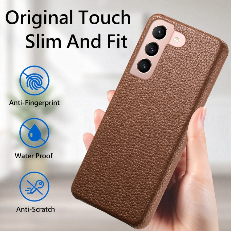 For Samsung Galaxy S21 5G Litchi Oil Edge Leather Back Phone Case(Brown) - Galaxy S21 5G Cases by buy2fix | Online Shopping UK | buy2fix
