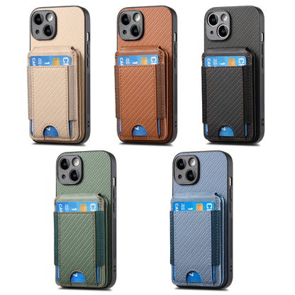 For iPhone 16 Plus Carbon Fiber Vertical Flip Wallet Stand Phone Case(Brown) - iPhone 16 Plus Cases by buy2fix | Online Shopping UK | buy2fix