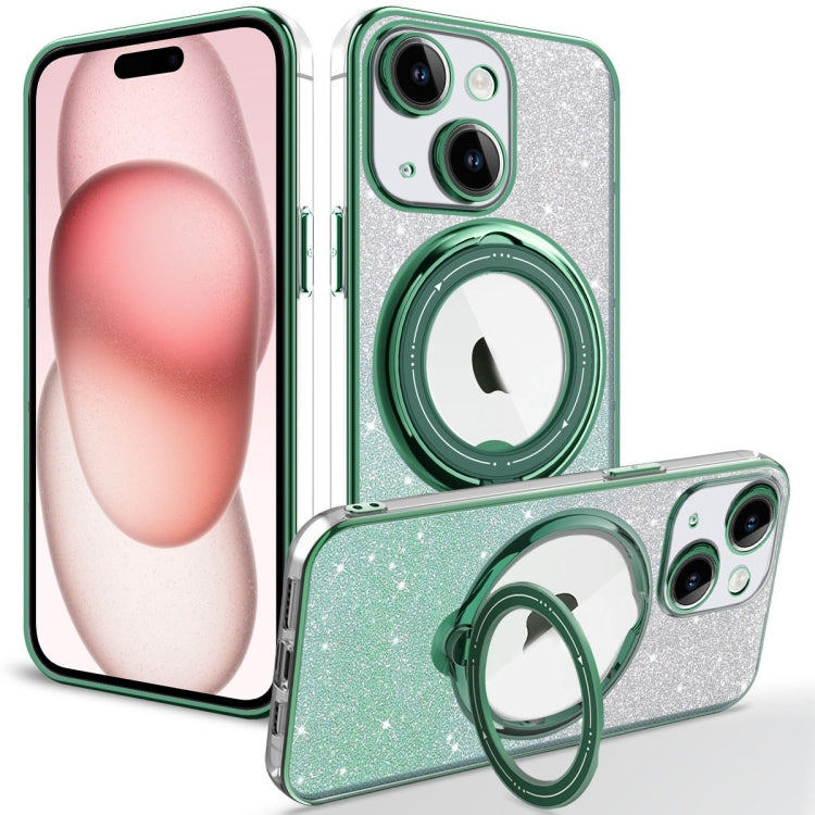 For iPhone 15 Plus Rotation MagSafe Holder Gradient Glitter TPU Phone Case(Cangling) - iPhone 15 Plus Cases by buy2fix | Online Shopping UK | buy2fix