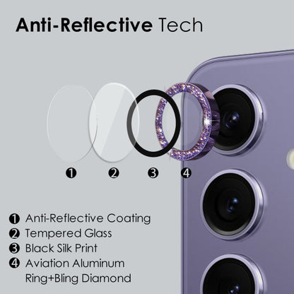 For Samsung Galaxy S24+ 5G NORTHJO Camera Lens Bling Glitter Metal Ring Tempered Glass Film(Purple) - Galaxy S24+ 5G Tempered Glass by NORTHJO | Online Shopping UK | buy2fix