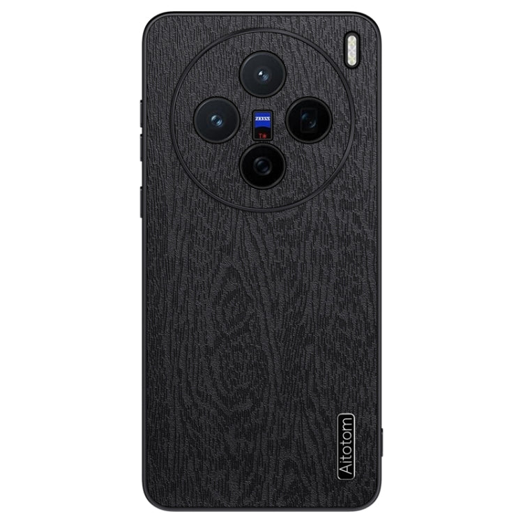 For vivo X200 Tree Bark Leather Shockproof Phone Case(Black) - X200 Cases by buy2fix | Online Shopping UK | buy2fix