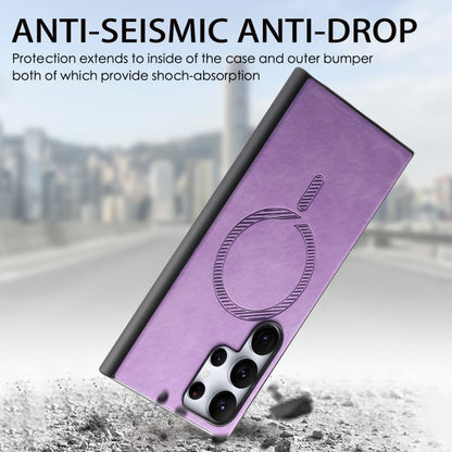 For Samsung Galaxy S24+ 5G Solid Color Retro Magsafe PU Back Cover Phone Case(Purple) - Galaxy S24+ 5G Cases by buy2fix | Online Shopping UK | buy2fix