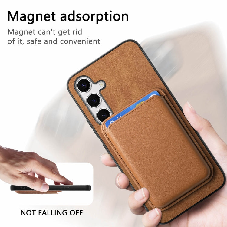 For Samsung Galaxy S25+ 5G Retro Magsafe Card Bag PU Back Cover Phone Case(Brown) - Galaxy S25+ 5G Cases by buy2fix | Online Shopping UK | buy2fix