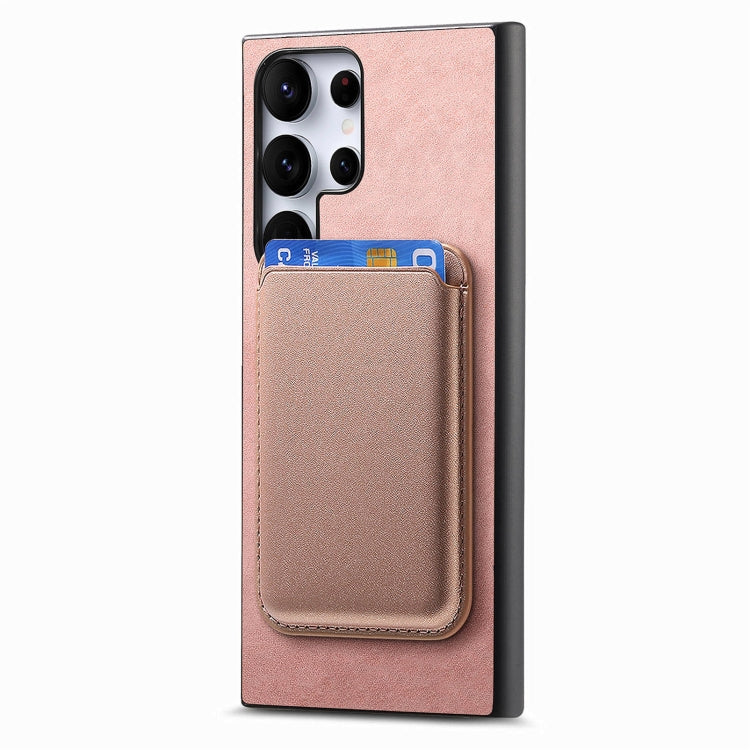 For Samsung Galaxy S25 Ultra 5G Retro Magsafe Card Bag PU Back Cover Phone Case(Pink) - Galaxy S25 Ultra 5G Cases by buy2fix | Online Shopping UK | buy2fix