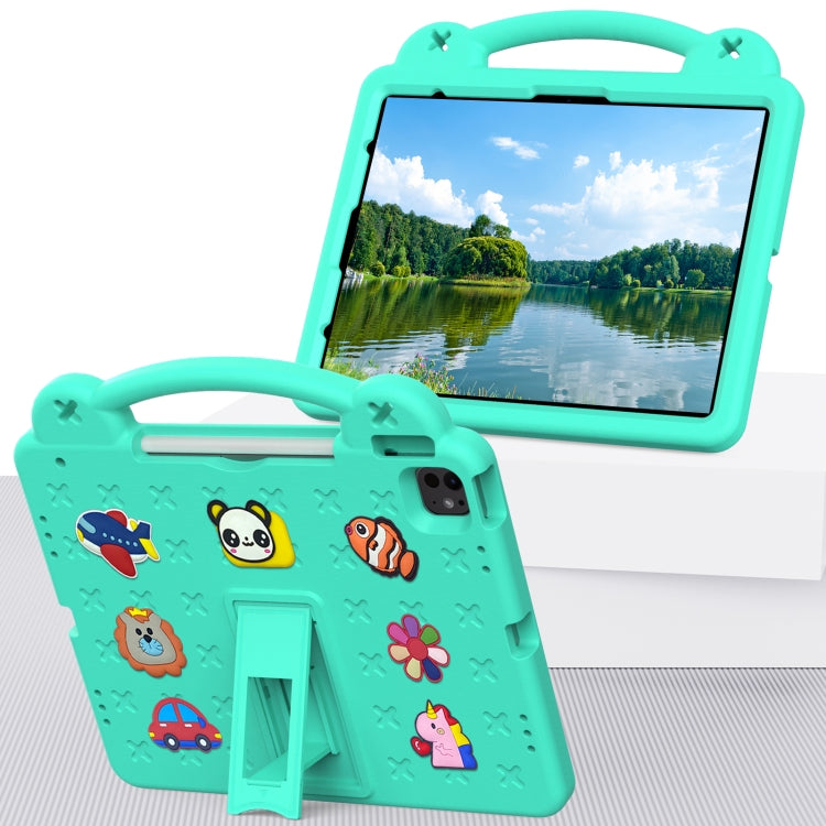 For iPad Pro 13 2024 Handle Kickstand Children EVA Shockproof Tablet Case(Mint Green) - iPad Pro 13 2024 Cases by buy2fix | Online Shopping UK | buy2fix