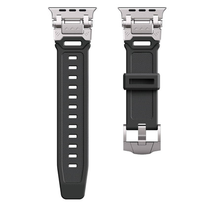 For Apple Watch Ultra 49mm Silicone Armor Mecha Head Watch Band(Black) - Watch Bands by buy2fix | Online Shopping UK | buy2fix