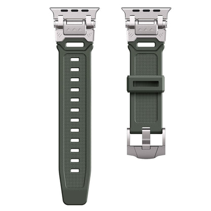 For Apple Watch Ultra 49mm Silicone Armor Mecha Head Watch Band(Green) - Watch Bands by buy2fix | Online Shopping UK | buy2fix