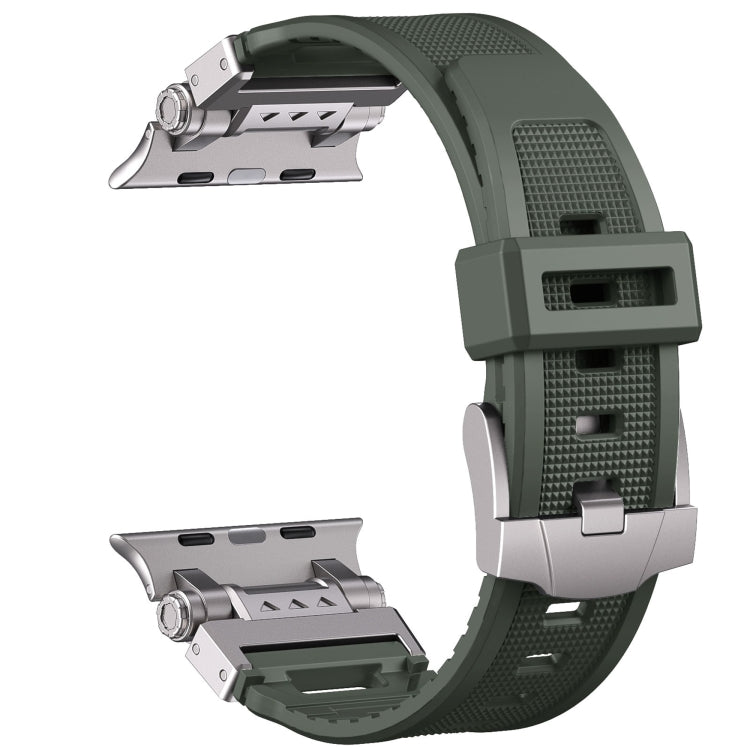 For Apple Watch Series 8 45mm Silicone Armor Mecha Head Watch Band(Green) - Watch Bands by buy2fix | Online Shopping UK | buy2fix