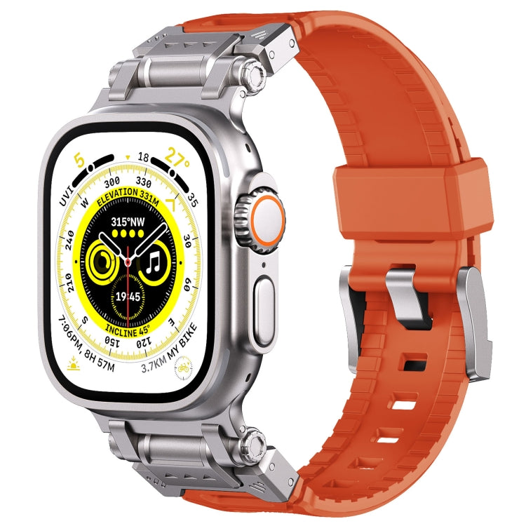 For Apple Watch Series 7 45mm Silicone Armor Mecha Head Watch Band(Orange) - Watch Bands by buy2fix | Online Shopping UK | buy2fix