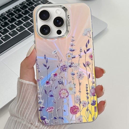 For iPhone 16 Pro Max Electroplating Laser Flower Texture TPU Phone Case(Flower AH1) - iPhone 16 Pro Max Cases by buy2fix | Online Shopping UK | buy2fix