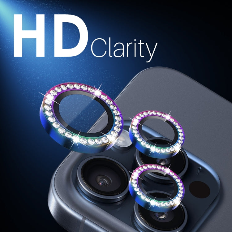 For iPhone 15 Pro / 15 Pro Max NORTHJO 2 Set 6Pcs Camera Lens Protector Diamond Metal Ring Film(Colorful) - iPhone 15 Pro Max Tempered Glass by NORTHJO | Online Shopping UK | buy2fix