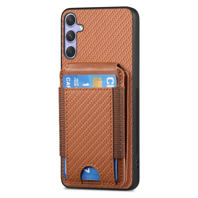 For Samsung Galaxy S25+ 5G Carbon Fiber Vertical Flip Wallet Stand Phone Case(Brown) - Galaxy S25+ 5G Cases by buy2fix | Online Shopping UK | buy2fix