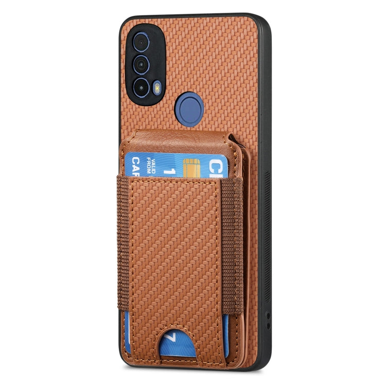 For Motorola Moto G Stylus 5G 2024 Carbon Fiber Vertical Flip Wallet Stand Phone Case(Brown) - Motorola Cases by buy2fix | Online Shopping UK | buy2fix