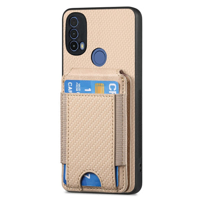 For Motorola Moto G Stylus 5G 2024 Carbon Fiber Vertical Flip Wallet Stand Phone Case(Khaki) - Motorola Cases by buy2fix | Online Shopping UK | buy2fix