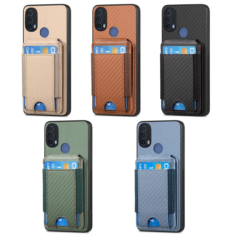 For Motorola Moto G Stylus 5G 2024 Carbon Fiber Vertical Flip Wallet Stand Phone Case(Khaki) - Motorola Cases by buy2fix | Online Shopping UK | buy2fix