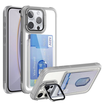 For iPhone 16 Pro Card Bag Holder Acrylic Hybrid TPU Phone Case(White) - iPhone 16 Pro Cases by buy2fix | Online Shopping UK | buy2fix