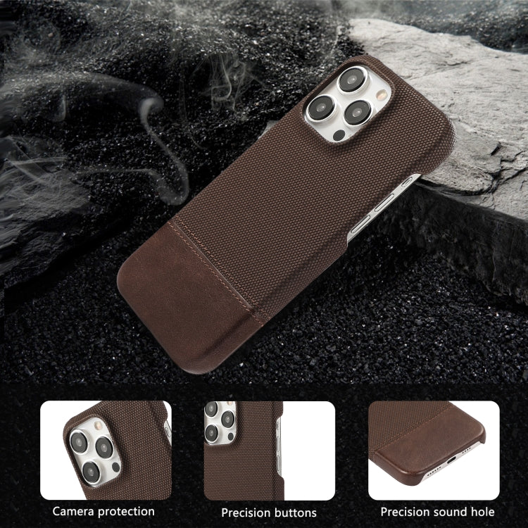 For iPhone 16 Plus Stitching Cloth PU Shockproof Phone Case(Dark Brown) - iPhone 16 Plus Cases by buy2fix | Online Shopping UK | buy2fix