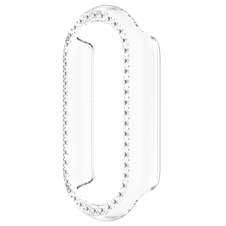 For Xiaomi Smart Band 9 Diamond Half Coverage Hollow PC Watch Protective Case(Transparent White) - Watch Cases by buy2fix | Online Shopping UK | buy2fix