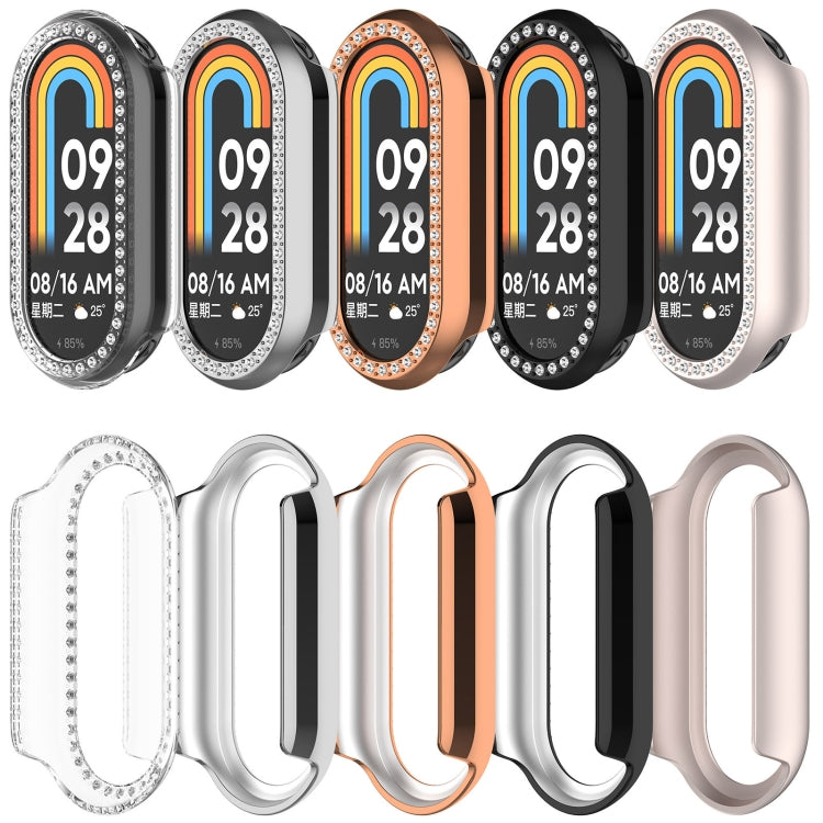 For Xiaomi Smart Band 9 Diamond Half Coverage Hollow PC Watch Protective Case(Transparent White) - Watch Cases by buy2fix | Online Shopping UK | buy2fix