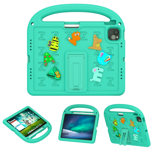 For iPad Air 11 2024 Cartoon Sparrow EVA Shockproof Tablet Case(Glacier Green) - iPad Air 11 2024 Cases by buy2fix | Online Shopping UK | buy2fix