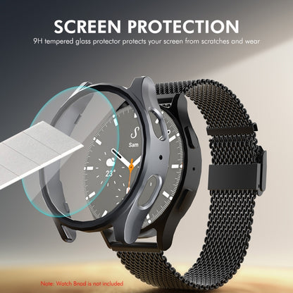 For Samsung Galaxy Watch7 44mm ENKAY Hat-Prince Electroplated Hard PC Case + 0.2mm 9H Glass Screen Protector(Silver) - Watch Cases by ENKAY | Online Shopping UK | buy2fix