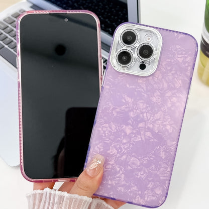 For iPhone 16 Pro Max Plating Glitter Texture TPU Phone Case with Lens Film(Purple Shell Pattern) - iPhone 16 Pro Max Cases by buy2fix | Online Shopping UK | buy2fix