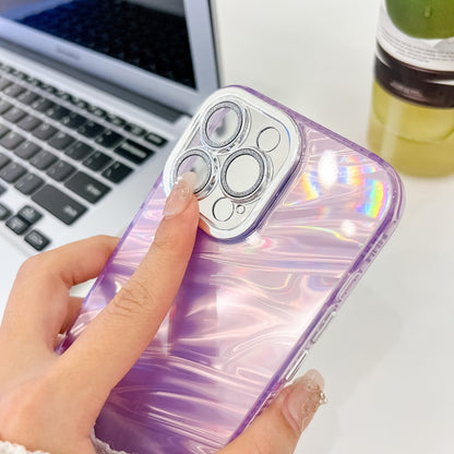 For iPhone 16 Pro Max Plating Glitter Texture TPU Phone Case with Lens Film(Purple Water Ripples) - iPhone 16 Pro Max Cases by buy2fix | Online Shopping UK | buy2fix