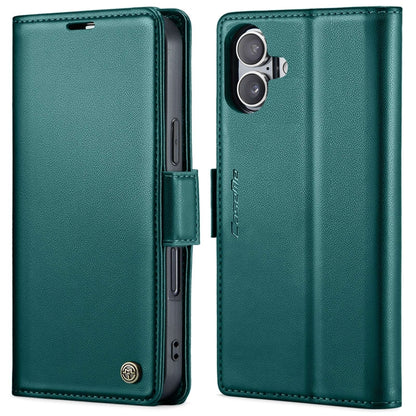 For iPhone 16 CaseMe 023 Butterfly Buckle Litchi Texture RFID Anti-theft Leather Phone Case(Green) - iPhone 16 Cases by CaseMe | Online Shopping UK | buy2fix