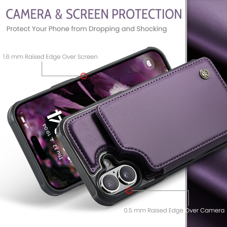 For iPhone 16 Plus CaseMe C22 Card Slots Holder RFID Anti-theft Phone Case(Purple) - iPhone 16 Plus Cases by CaseMe | Online Shopping UK | buy2fix