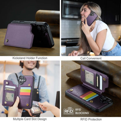 For iPhone 16 Plus CaseMe C22 Card Slots Holder RFID Anti-theft Phone Case(Purple) - iPhone 16 Plus Cases by CaseMe | Online Shopping UK | buy2fix