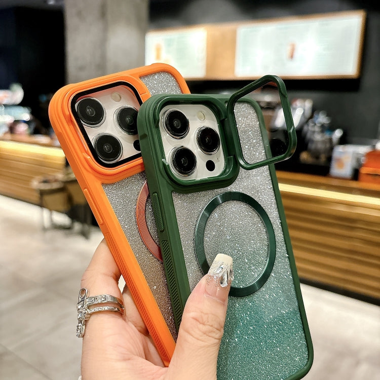 For iPhone 14 Pro CD-grain Gradient Glitter Magsafe Acrylic Hybrid TPU Phone Case(Green) - iPhone 14 Pro Cases by buy2fix | Online Shopping UK | buy2fix