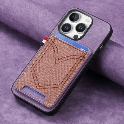 For iPhone 16 Pro Denim Texture Leather Skin Phone Case with Card Slot(Purple) - iPhone 16 Pro Cases by buy2fix | Online Shopping UK | buy2fix