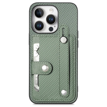 For iPhone 16 Pro Max Wristband Kickstand Card Wallet Back Phone Case with Tool Knife(Green) - iPhone 16 Pro Max Cases by buy2fix | Online Shopping UK | buy2fix