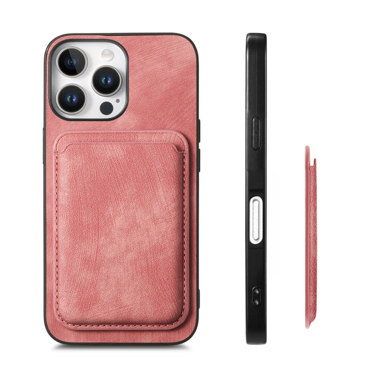 For iPhone 16 Pro Retro Leather Card Bag Magnetic Phone Case(Pink) - iPhone 16 Pro Cases by buy2fix | Online Shopping UK | buy2fix