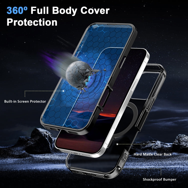 For iPhone 16 Pro Max Frosted Skin Feel MagSafe Holder 360 Full Body Phone Case(Black) - iPhone 16 Pro Max Cases by buy2fix | Online Shopping UK | buy2fix