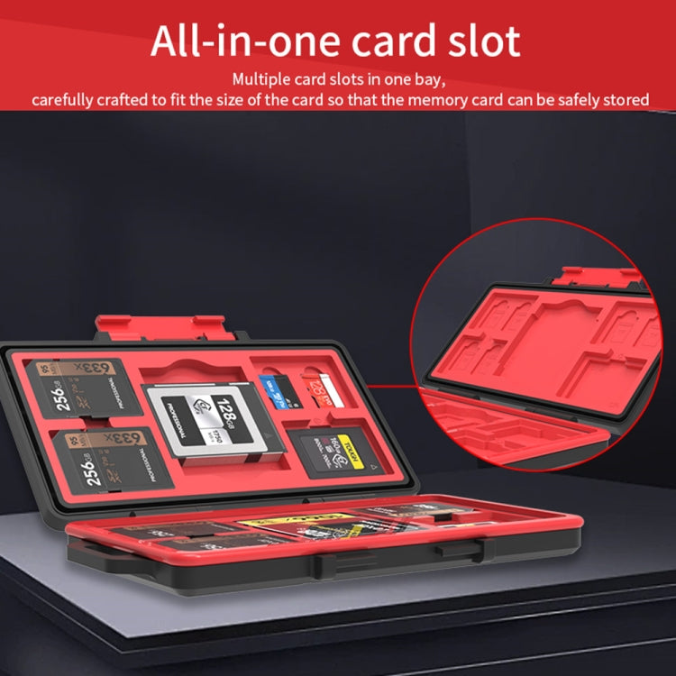 SD / TF / XQD / CF / SIM / TF Memory Card Multi-in-one Waterproof Dust-proof Storage Box(Black Red) - Card Case by buy2fix | Online Shopping UK | buy2fix