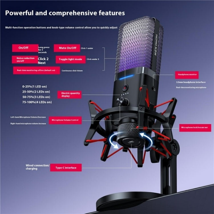 Yanmai X3W Wireless / Wired Dual Mode RGB Gaming Noise Reduction Microphone - Microphone by Yanmai | Online Shopping UK | buy2fix