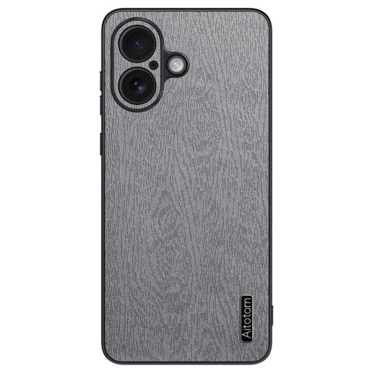 For iPhone 16 Plus Tree Bark Leather Shockproof Phone Case(Grey) - iPhone 16 Plus Cases by buy2fix | Online Shopping UK | buy2fix